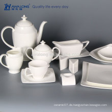 Vollständiger Verkauf reines weißes neues Entwurfslogo fertigen keramischen Teesatz einfaches weißes keramisches Teeset besonders an